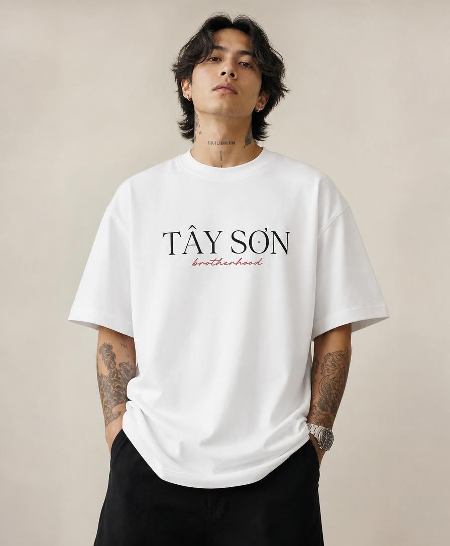 ZRON Tây Sơn Brotherhood heavyweight streetwear t-shirt in bone white